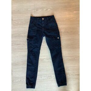 V.I.P Jeans Dark Blue Combat Cargo Jogger Utility Pocket Pants Women’s Size 3/4